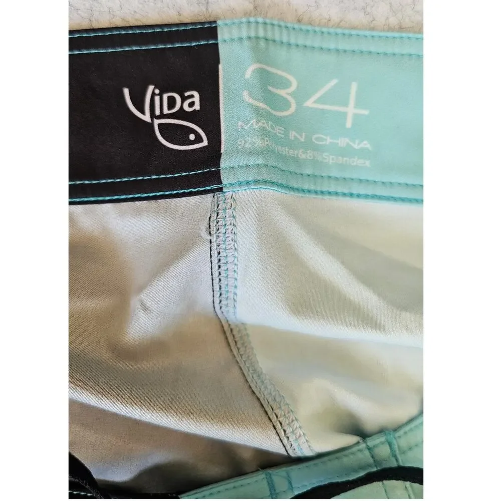 Vida Live Yours Colorblock Board Shorts Surf Swim Trunks Size 34